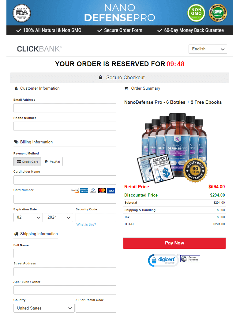 NanoDefense Pro Checkout